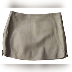 INTERMIX Baseball Hem 100% Leather Mini Skirt sz S.   (514)